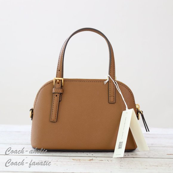 Tory Burch 149694 Emerson Dome Satchel Saffiano Leather Crossbody in Moose - Picture 8 of 11